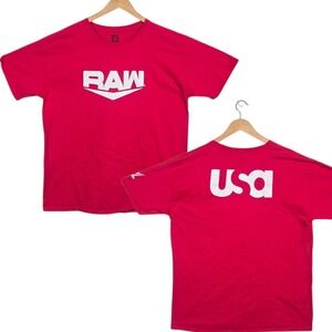 WWE‎ Authentic RAW T-Shirt Mens XL Red USA Graphic Short Sleeve 2019 Cotton